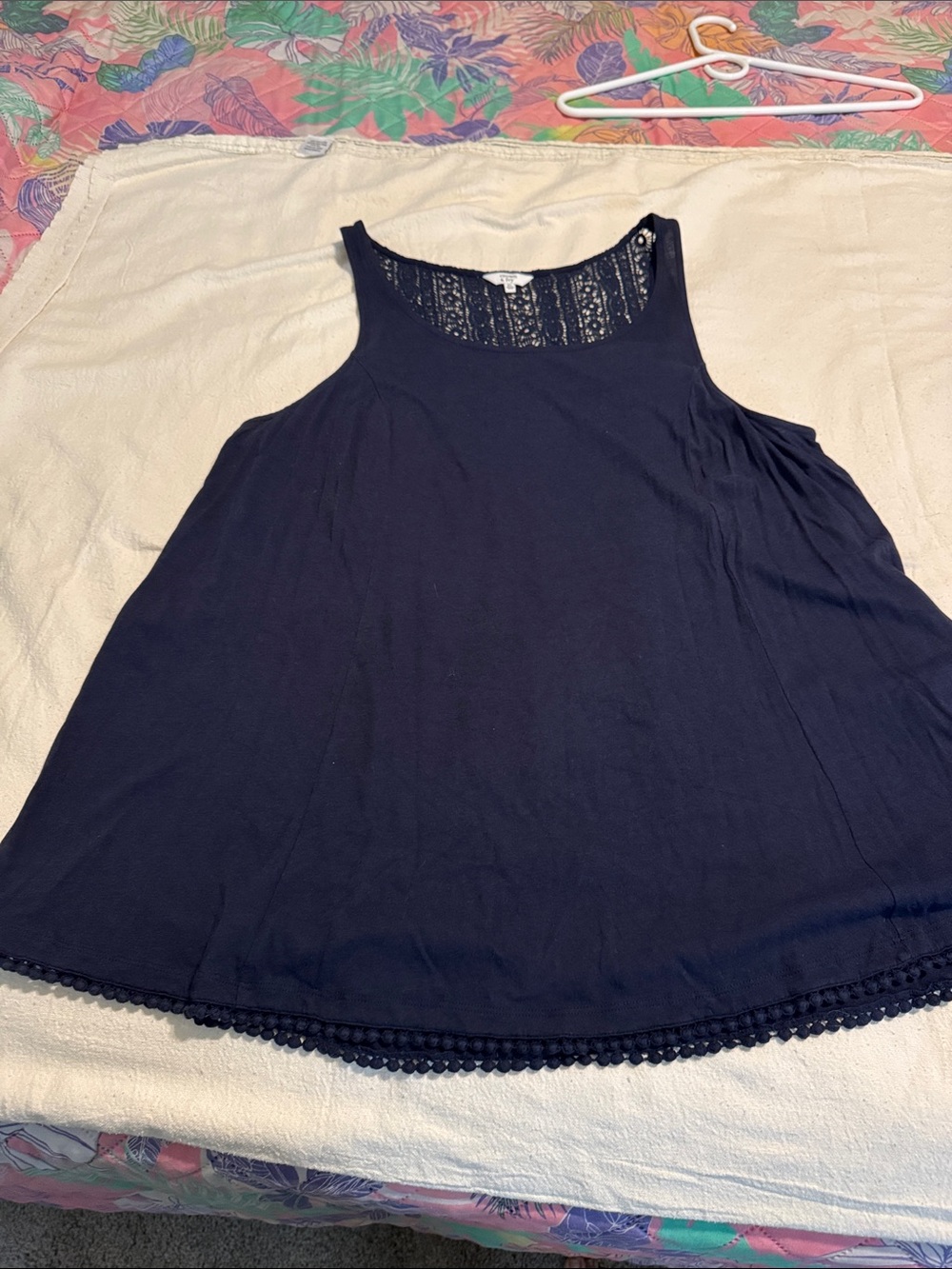 Navy Lace-Back Swing Tank